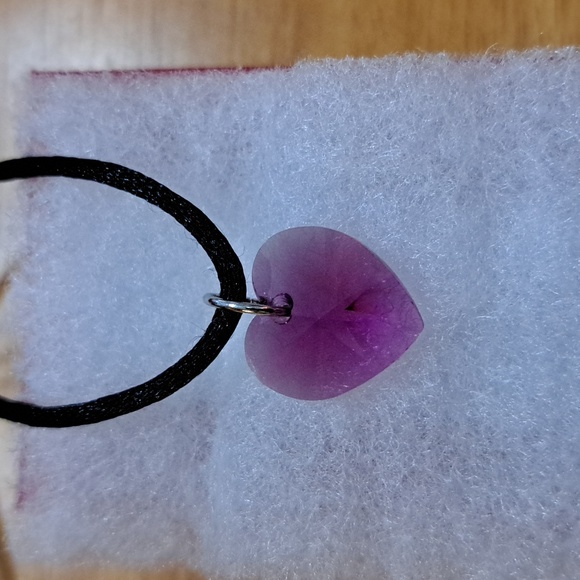 Evening Raspberry Crystal Heart Necklace - Picture 6 of 6